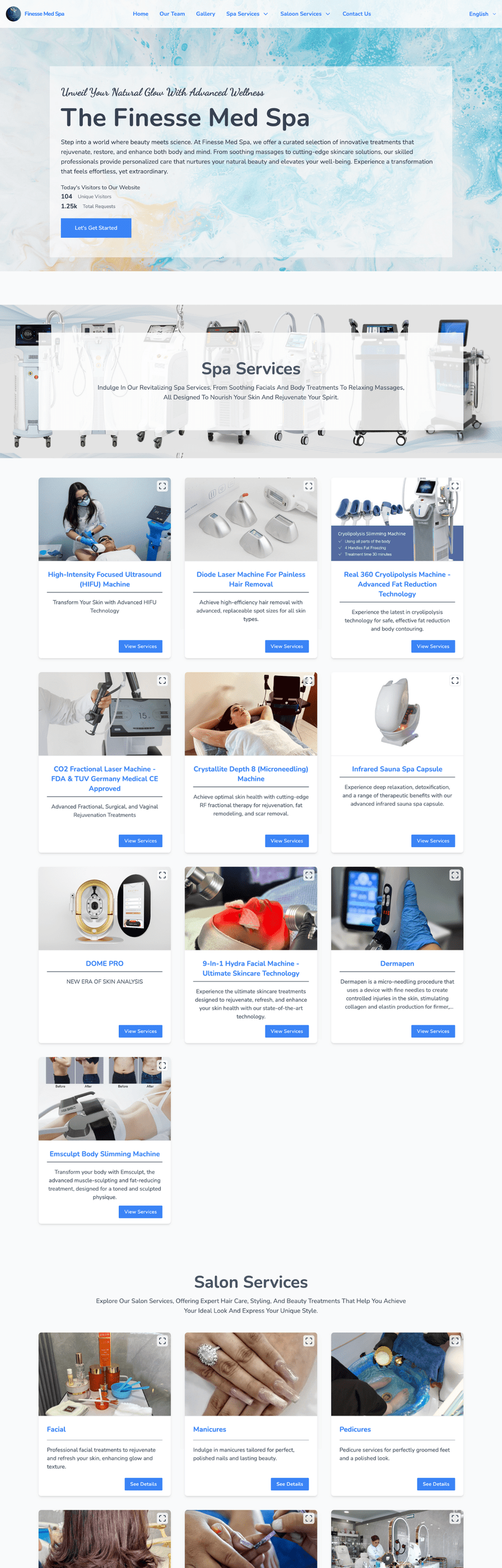 Full-Stack Web Development for Finesse Med Spa