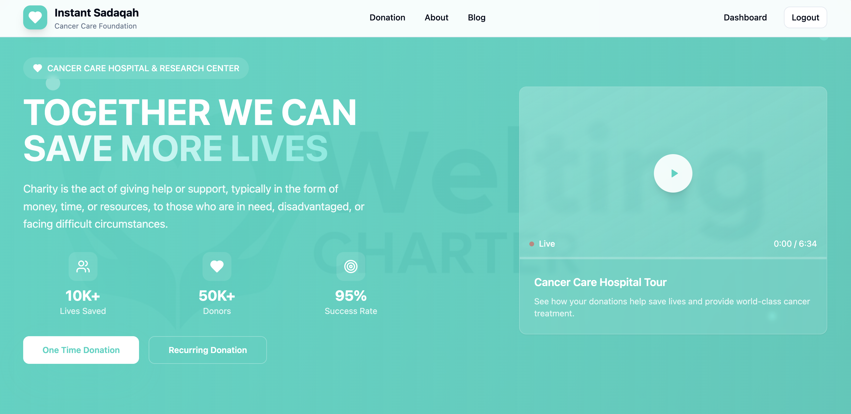Cancer Care Donation Platform – Laravel, Vue.js, Nuxt.js & Stripe Integration